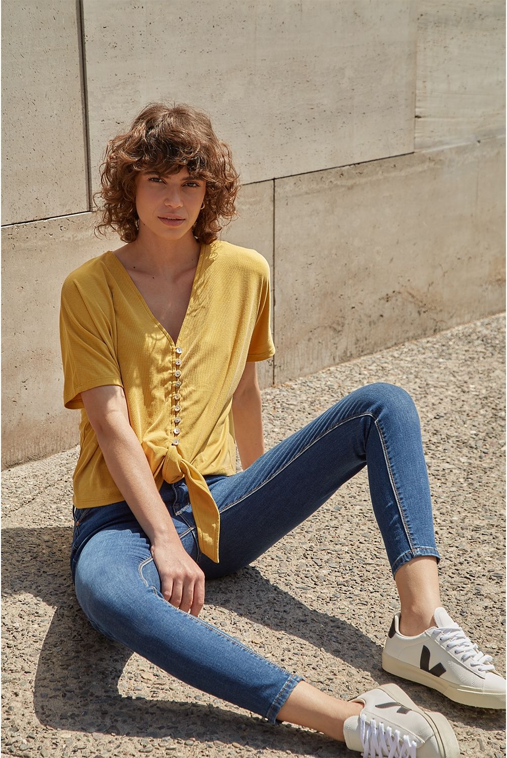 BASEMENT - Jeans Skinny Tiro Medio Basement Mujer Algodón