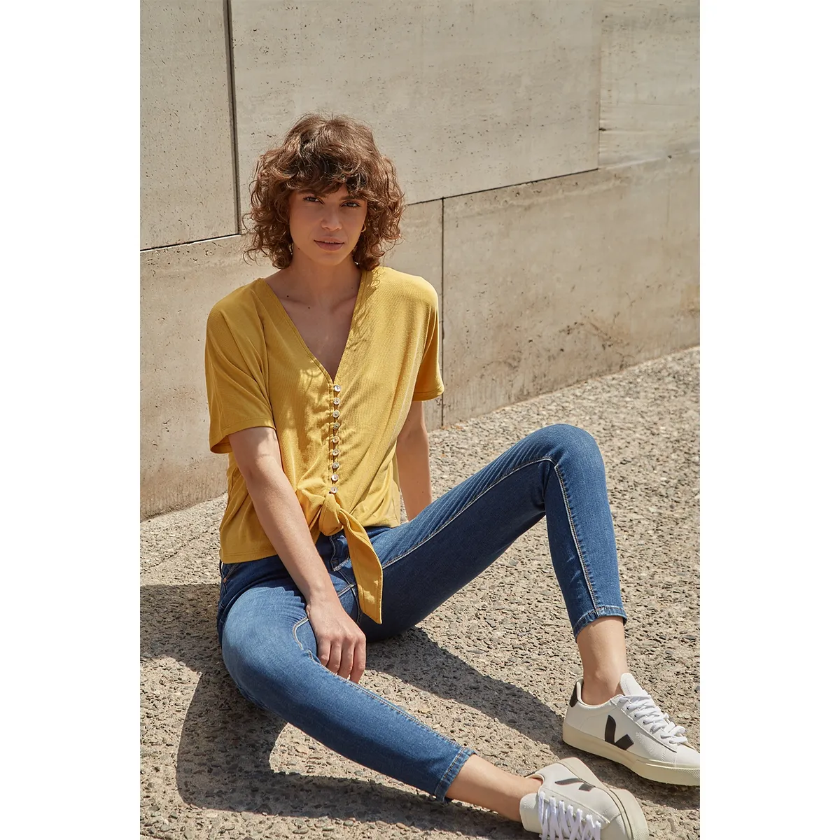 BASEMENT - Jeans Skinny Tiro Medio Basement Mujer Algodón