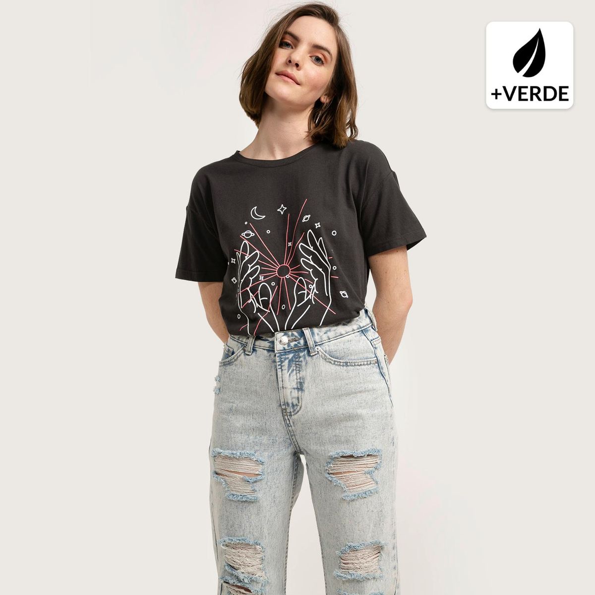 SYBILLA - Polera Algodón Manga Corta Mujer Sybilla