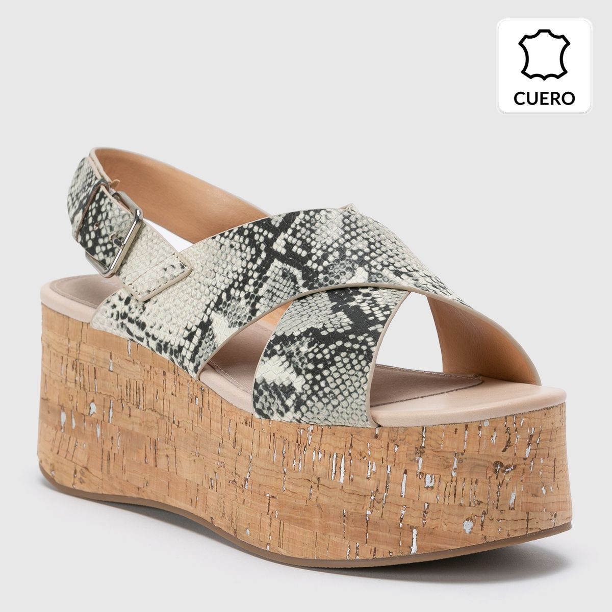 BASEMENT - Sandalia Mujer Cuero Animal Print