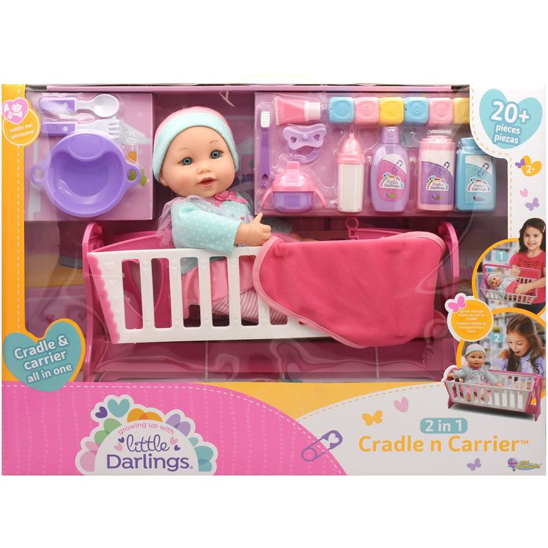 LITTLE DARLINGS - Muñeca Con Cuna Y 20 Accesorios Little Darlings