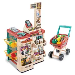 JIACHENG - Set Supermercado Luz Y Sonido Con Carro 82 Cm (48 Piezas)