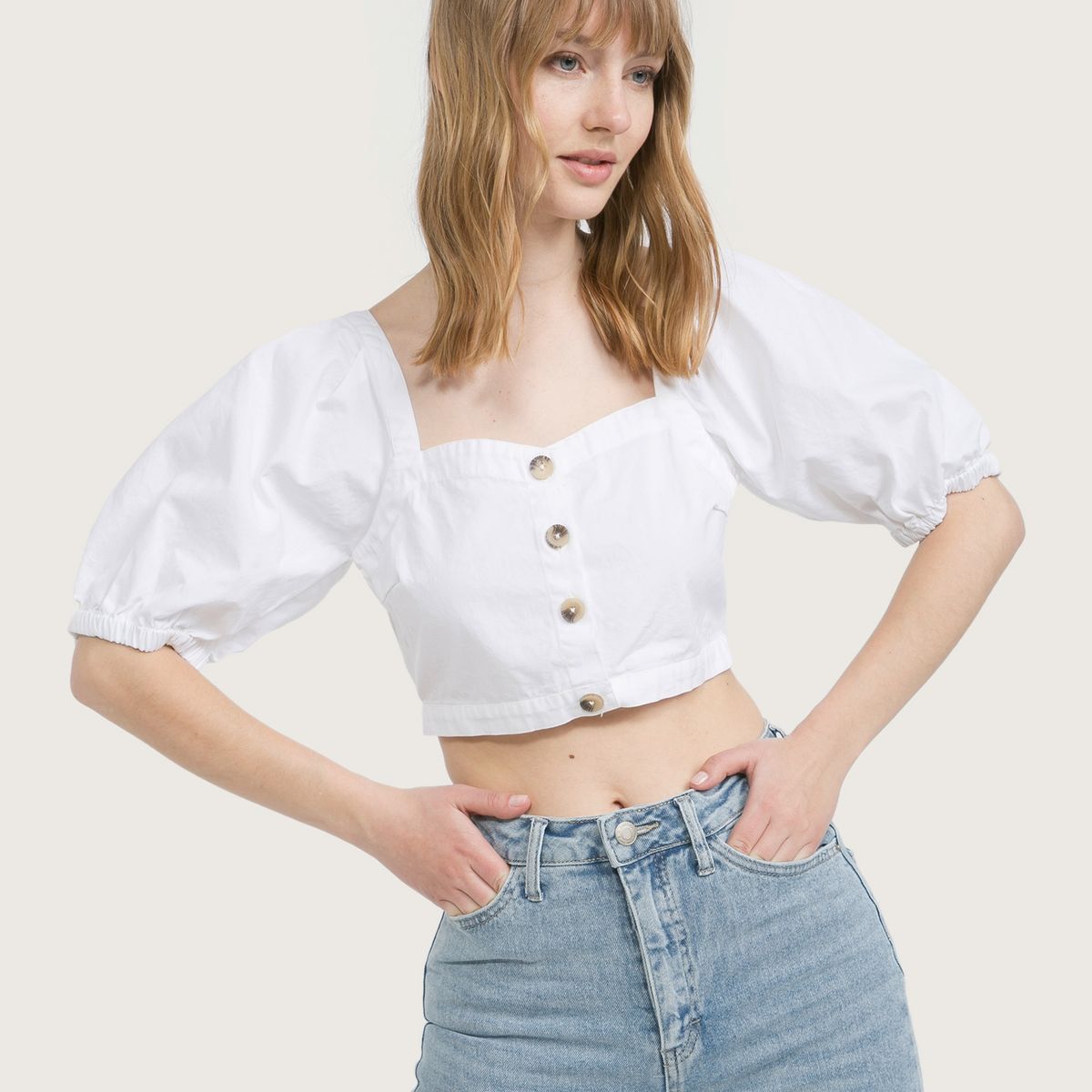 AMERICANINO - Blusa de Algodón Manga Corta Mujer