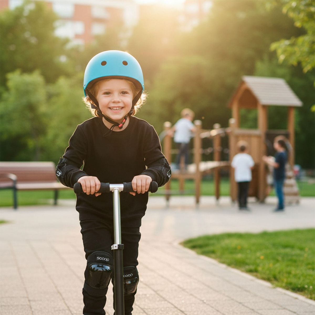 SCOOP - Set Protección Scooter Scoop Unisex Adulto con Casco