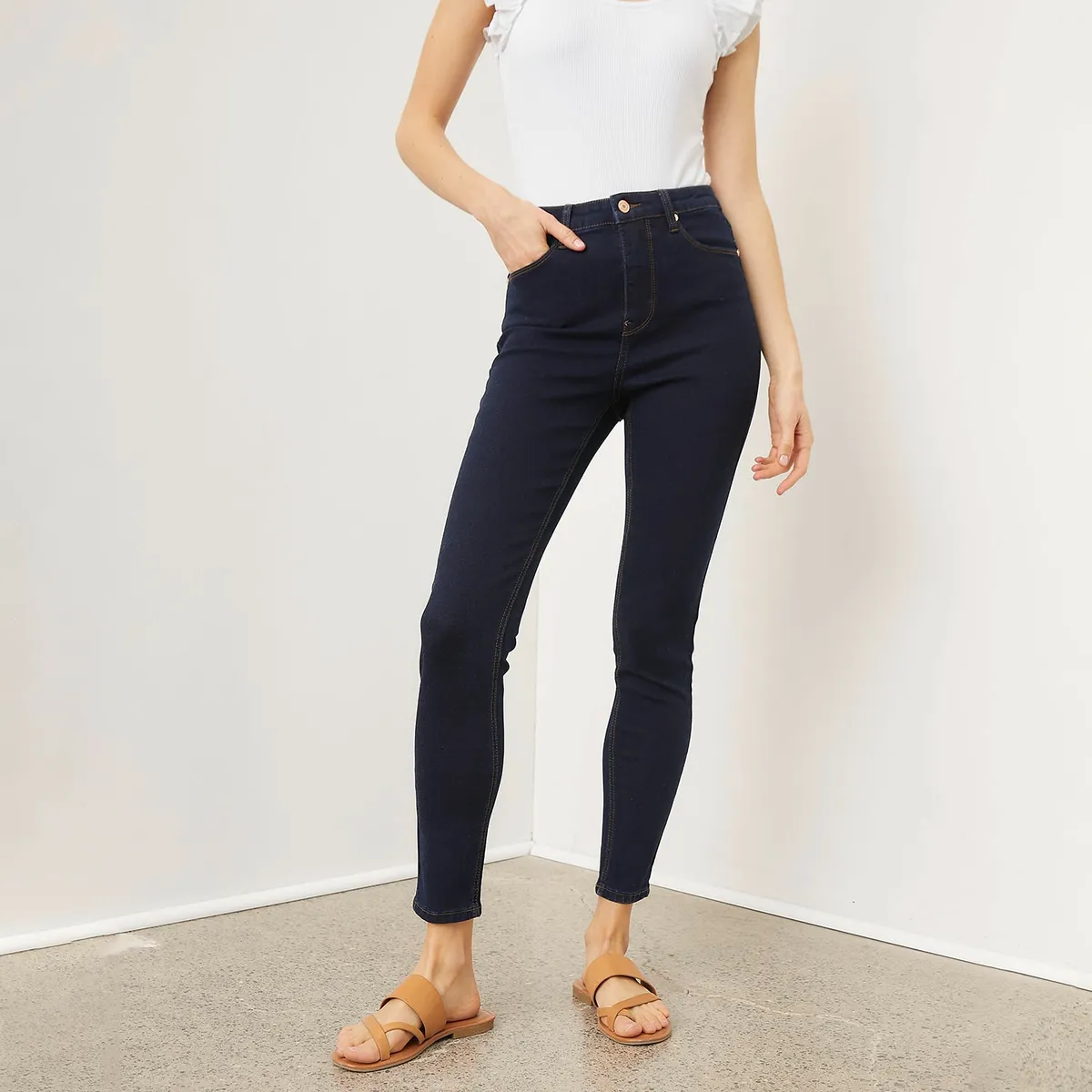 BASEMENT - Jeans Basement Skinny Tiro Alto Mujer Algodón