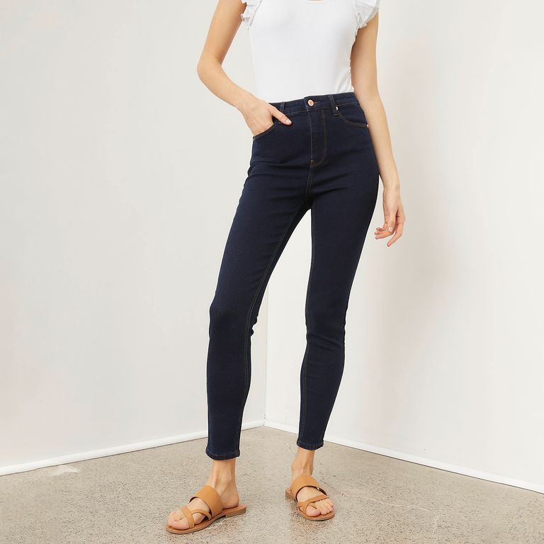 Jeans Skinny Tiro Alto Mujer Algodón