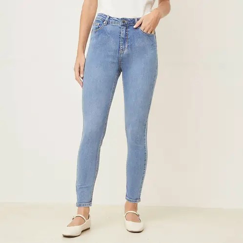 BASEMENT - Jeans Skinny Tiro Alto Mujer Algodón
