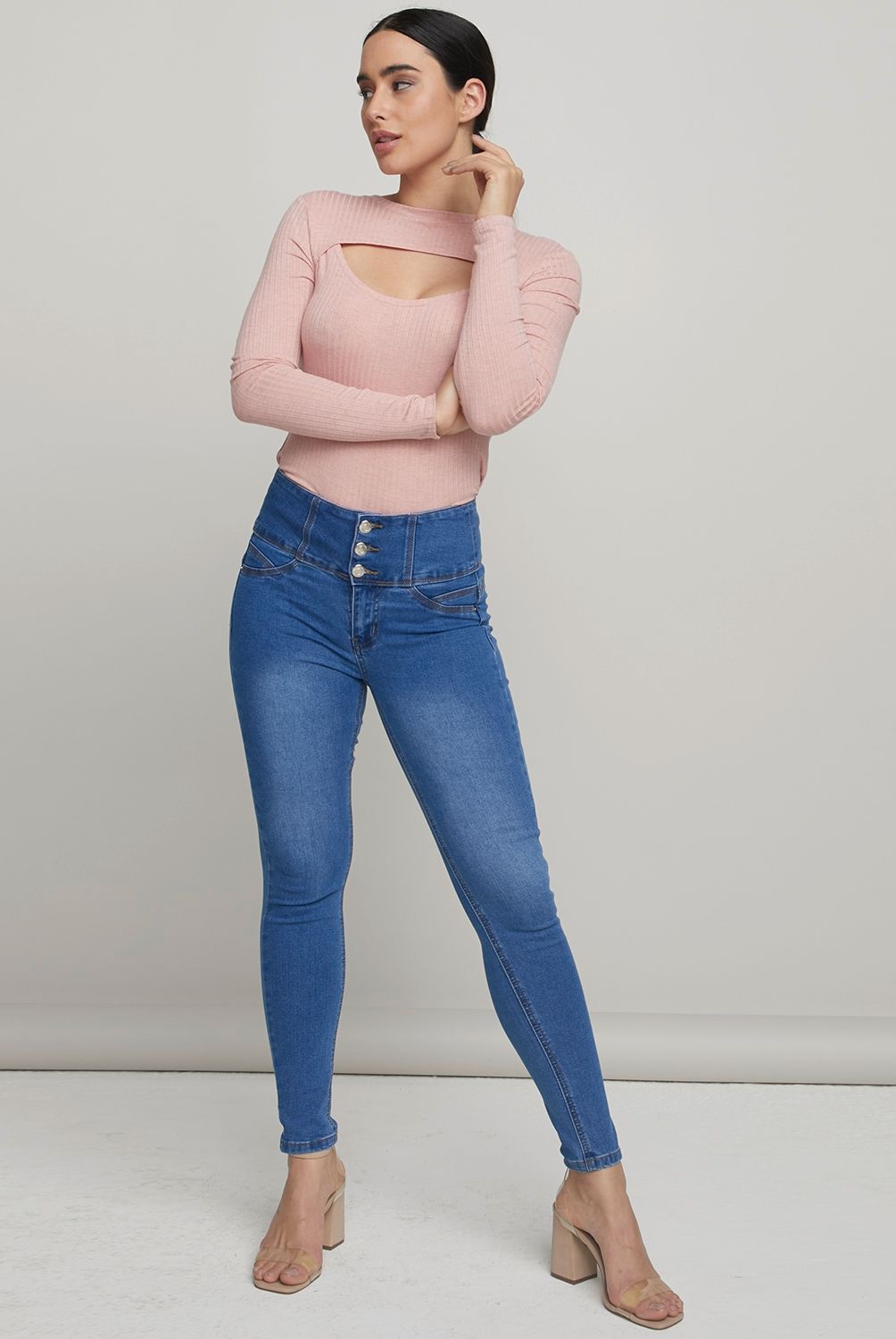 MOSSIMO - Jeans Skinny Push Up Tiro Alto Mujer Mossimo