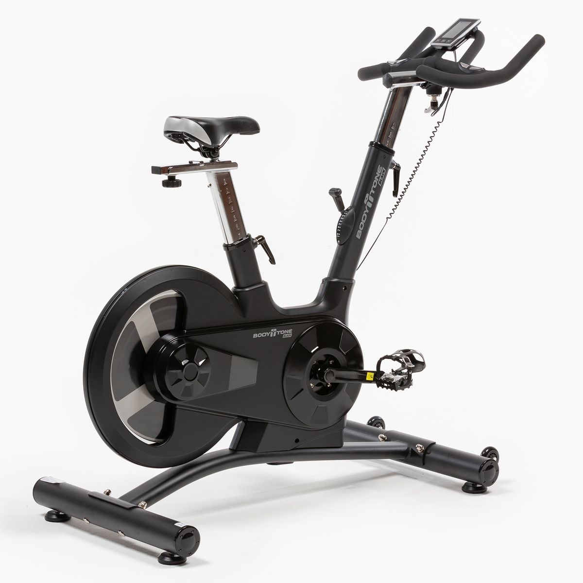 BODYTONE BLACK - Bicicleta Spinning Pro con Volante de Inercia de 20Kg y Pantalla Integrada Bodytone