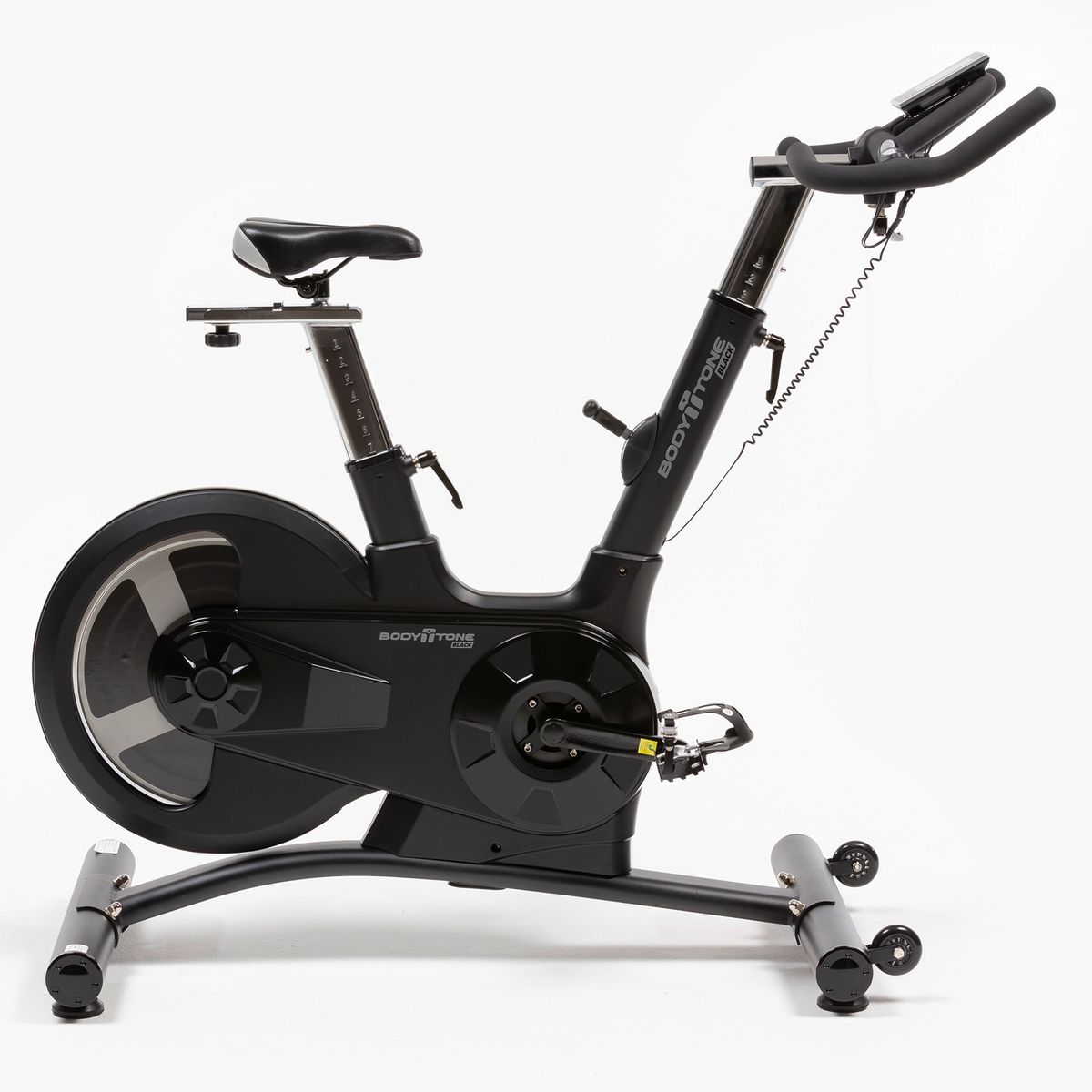 BODYTONE BLACK - Bicicleta Spinning Pro con Volante de Inercia de 20Kg y Pantalla Integrada Bodytone