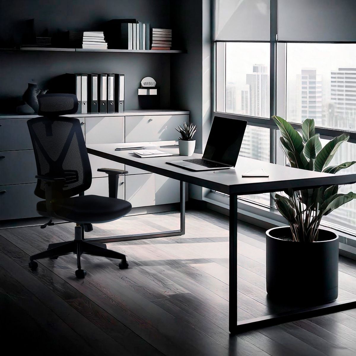 MICA - Silla De Oficina Jackie Ergonómica Negra Mica