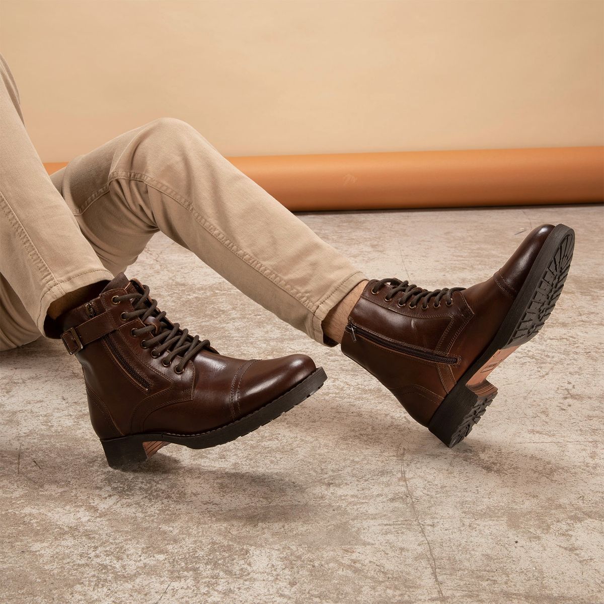 BASEMENT - Botín Hombre Cuero Café Basement