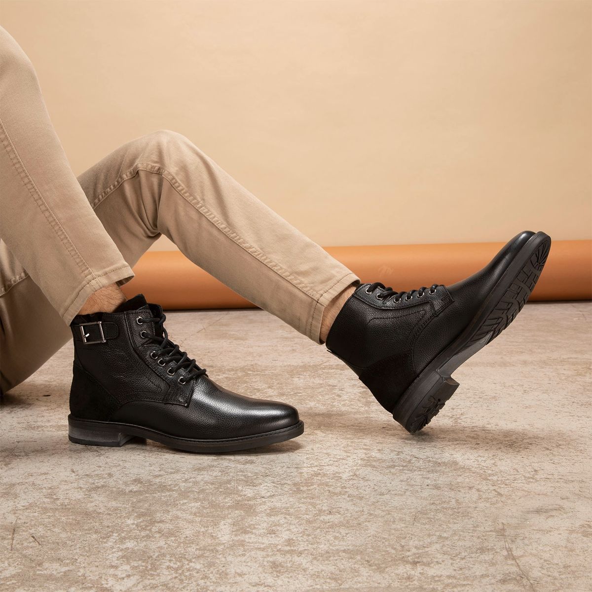 AMERICANINO - Botín Hombre Cuero Negro Americanino