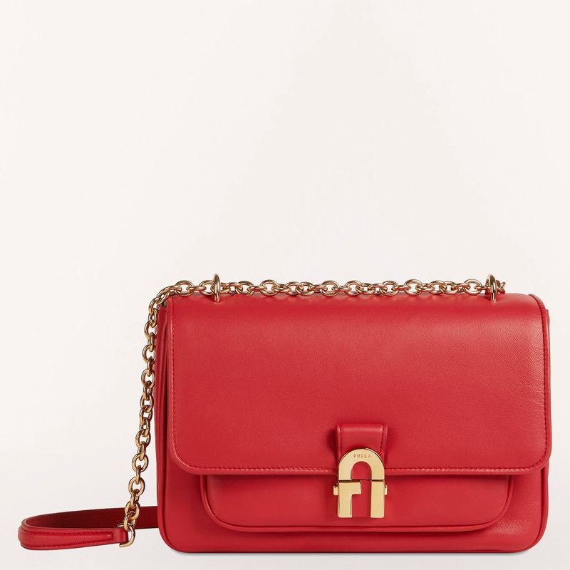 FURLA - Crossbody de cuero Furla Pillow roja
