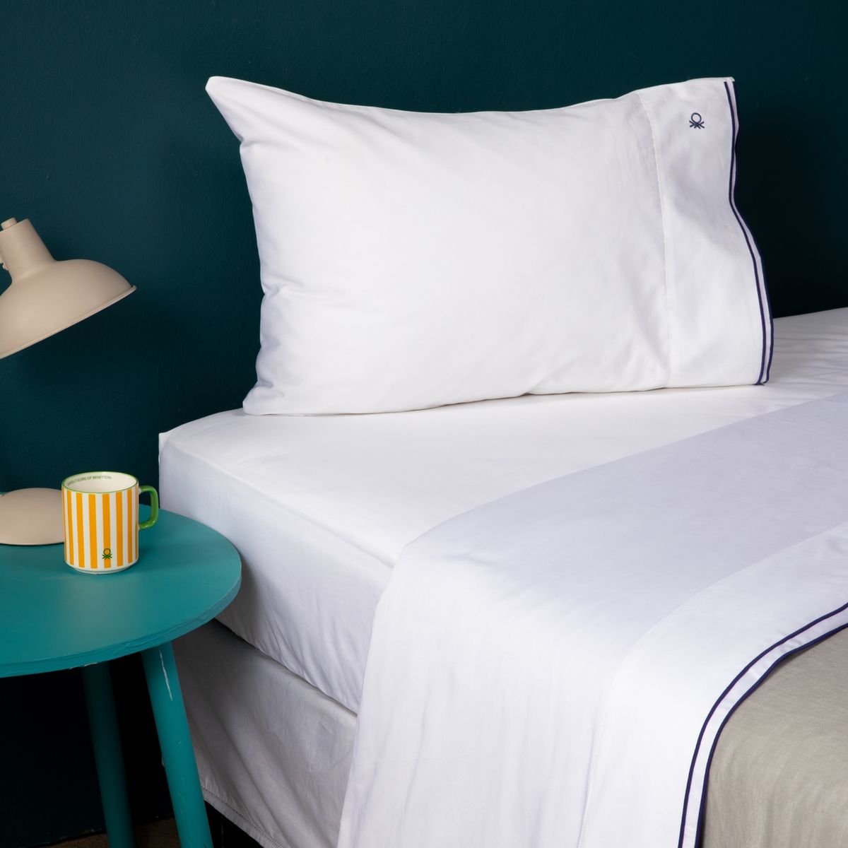 BENETTON - Juego De Sábanas 400 Hilos 100% Algodón Liso Benetton
