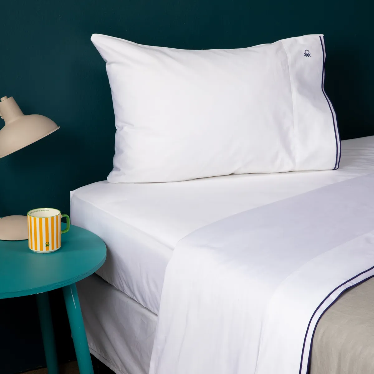 BENETTON - Juego De Sábanas 400 Hilos 100% Algodón Liso Benetton