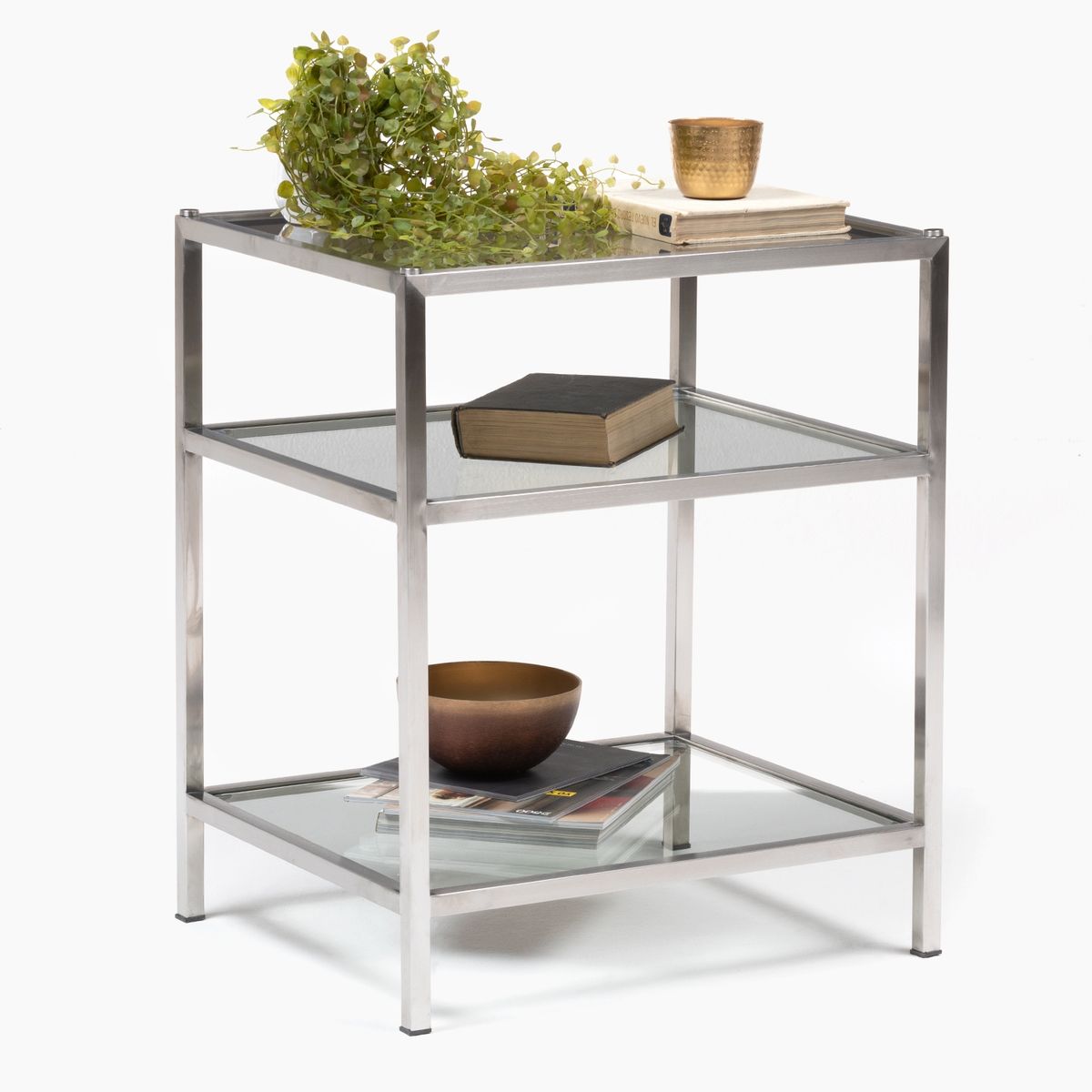 BASEMENT HOME - Mesa Lateral Basement Home Acero y Vidrio Rectangular