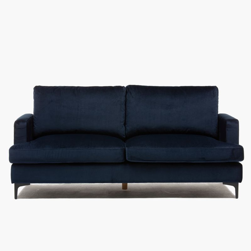 BASEMENT HOME - Sofa 3 Cuerpos Metro Azul Velvet Basement Home