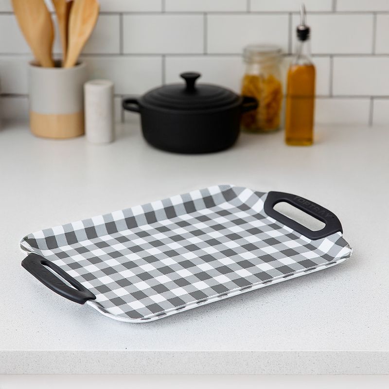 MICA - Bandeja para Servir Mica Melamina Check Negro Rectangular