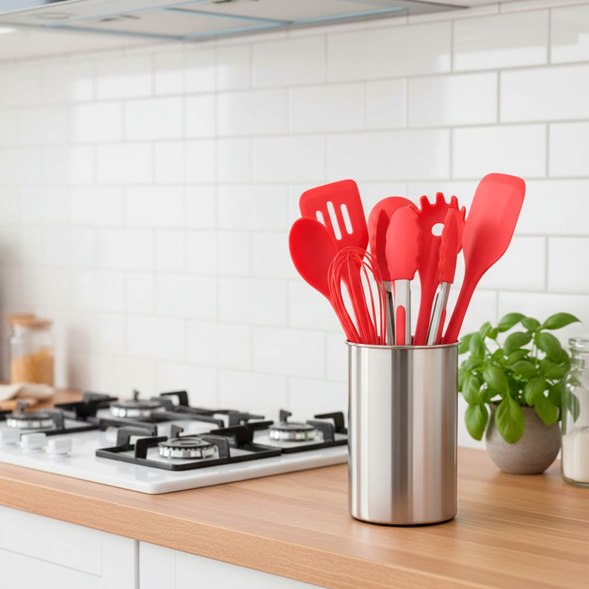 MICA - Set de Utensilios de Cocina Mica Silicona Cherry 6 Piezas