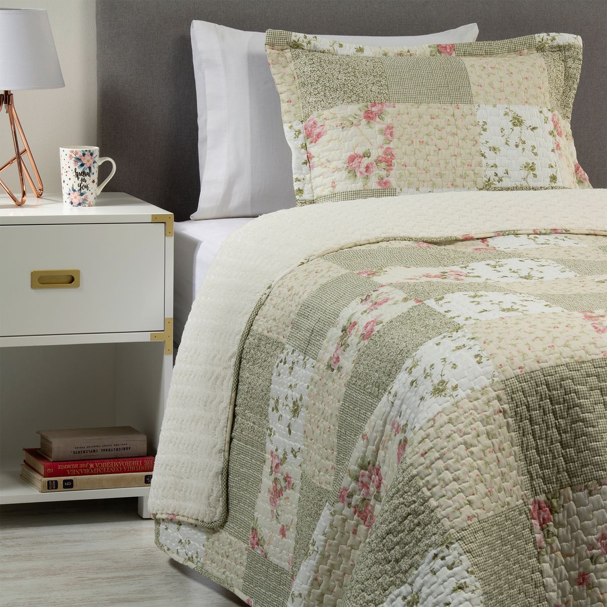 TEXTIL VIÑA - Cubrecama Patch Sherpa Verde