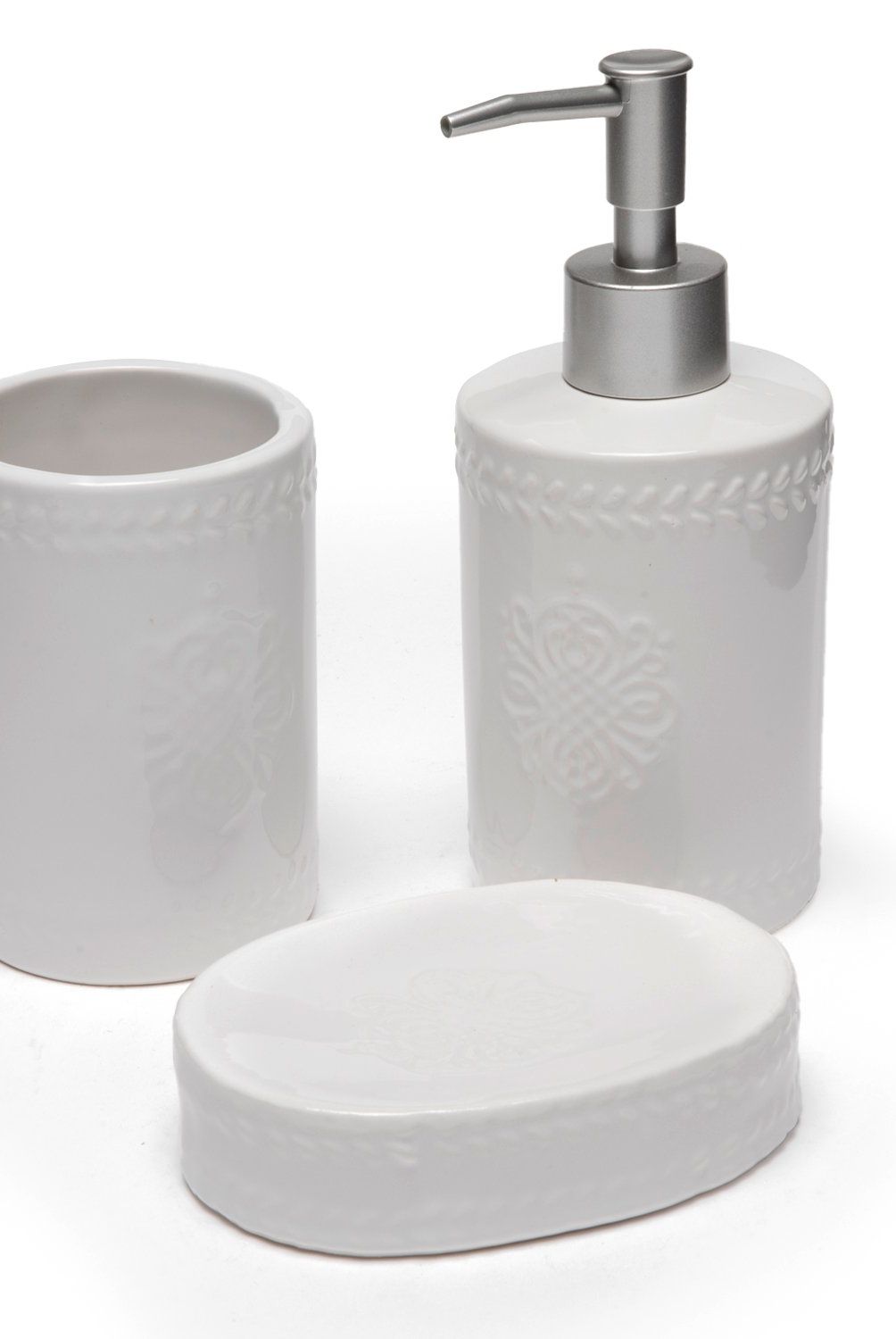 ROBERTA ALLEN - Set de 3 Accesorios de Baño Roberta Allen Cerámica Blanca