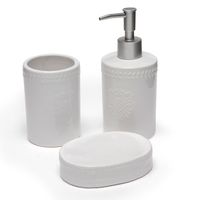 Set de 3 Accesorios de Baño Cerámica Blanca