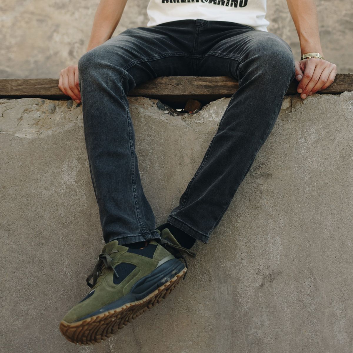 AMERICANINO - Zapatilla Urbana Hombre Cuero Verde