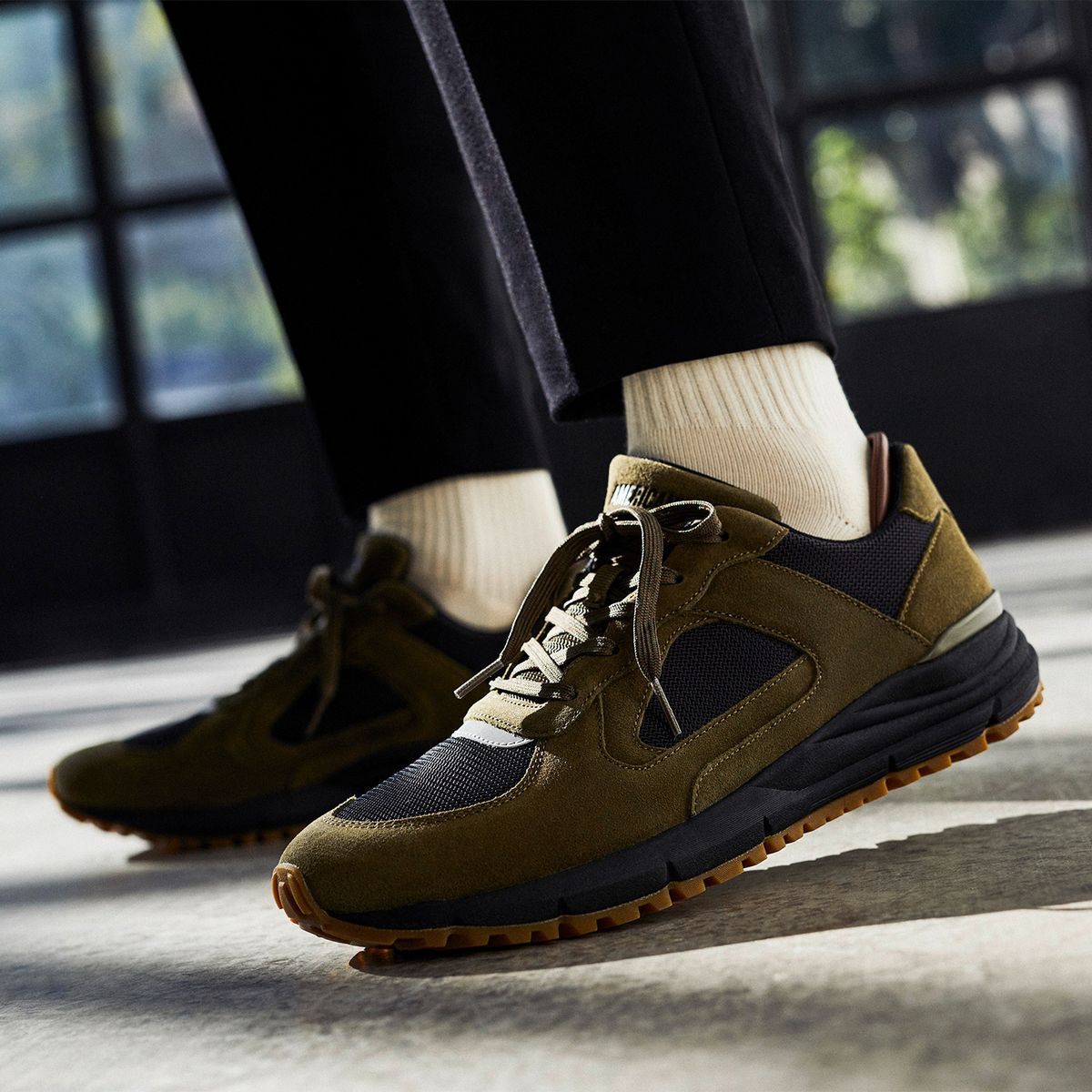 AMERICANINO - Zapatilla Urbana Hombre Cuero Verde