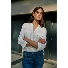BASEMENT - Blusa Cuello Mao Manga Larga Mujer