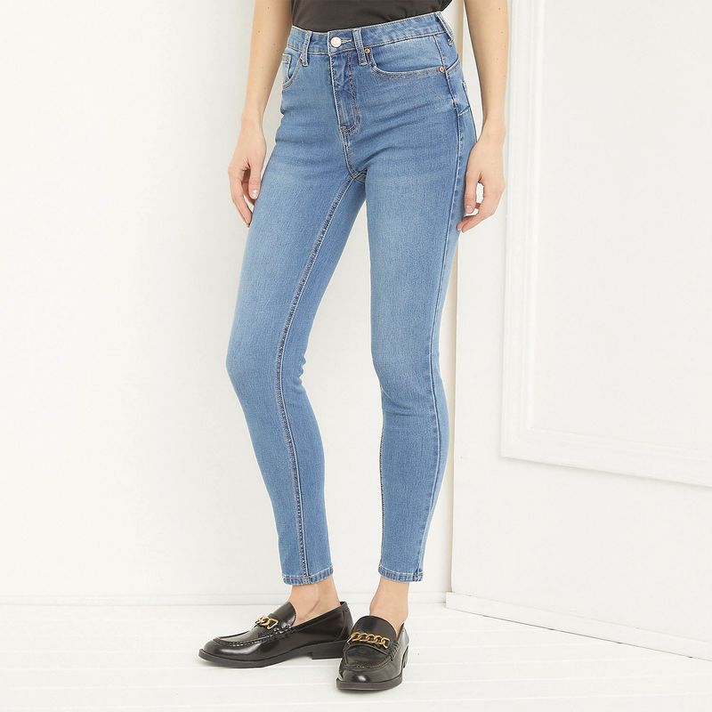 BASEMENT - Jeans Skinny Tiro Alto Basement Mujer Algodón