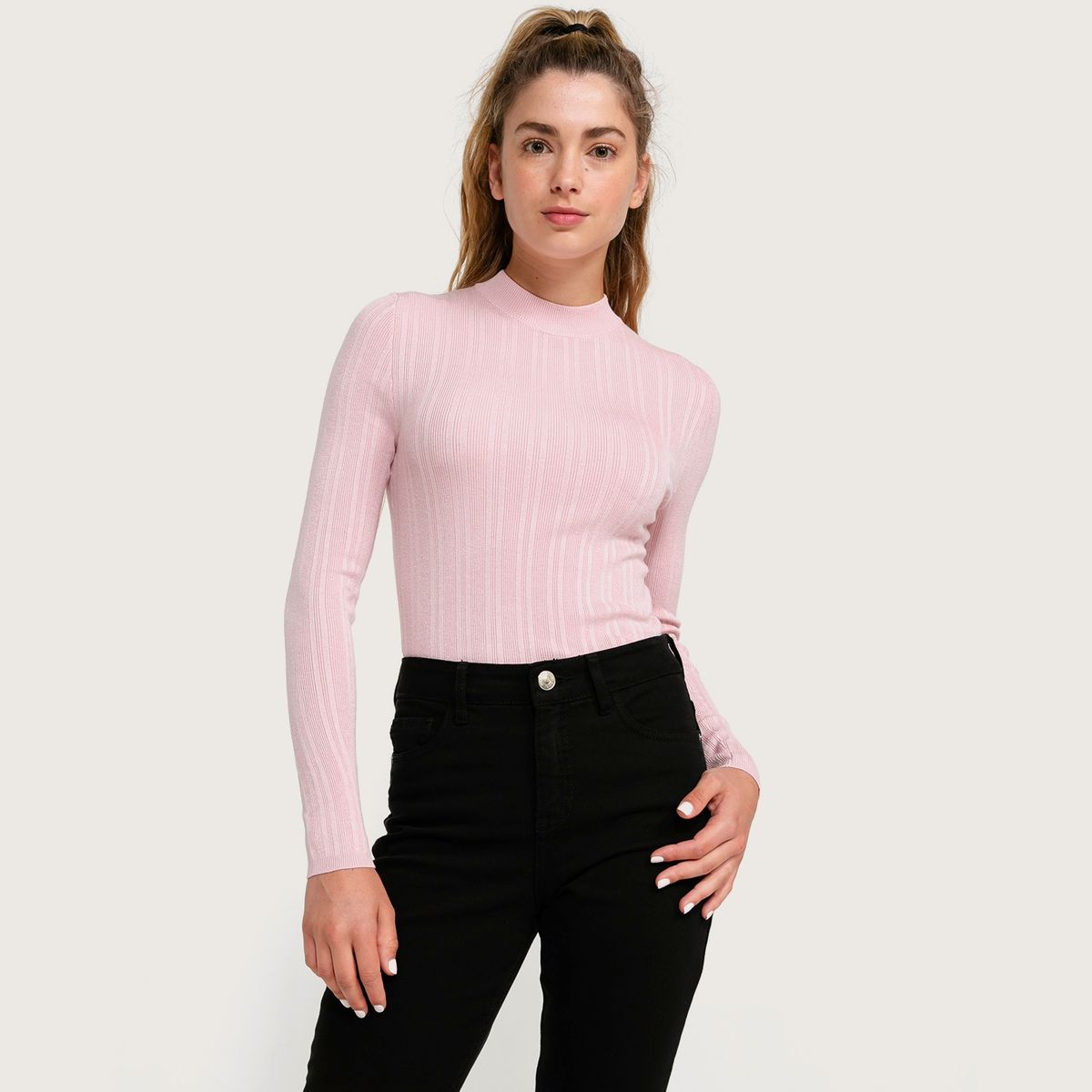 SYBILLA - Sweater Manga Larga Cuello Alto Mujer Sybilla