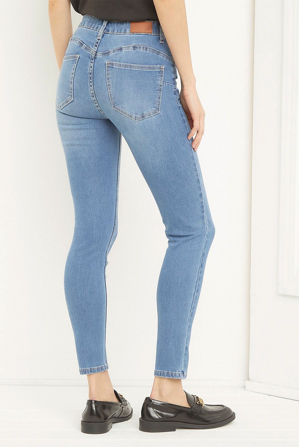 BASEMENT - Jeans Skinny Tiro Alto Basement Mujer Algodón