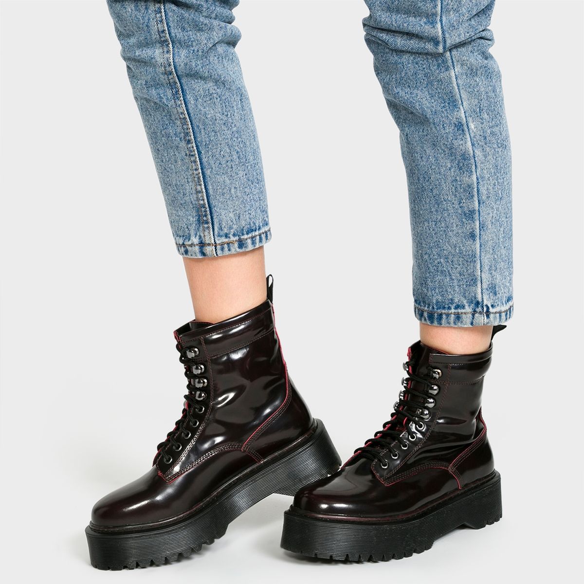 AMERICANINO - Botín Mujer Cuero Burdeo