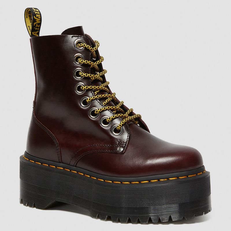 DR MARTENS - Dr Martens Jadon Max Botín Mujer Cuero Burdeo