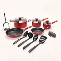 Batería De Cocina Antiadherente 14 Piezas Ollas Y Sartenes Rojo Simply Cook