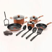 Batería De Cocina Antiadherente 14 Piezas Ollas Y Sartenes Dorada Simply Cook