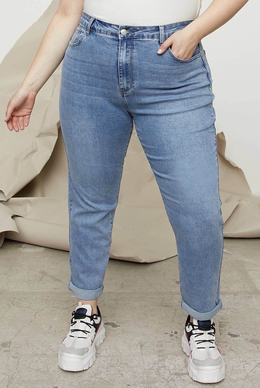 SYBILLA - Jeans Mom Megan Plus Tiro Medio Mujer Sybilla