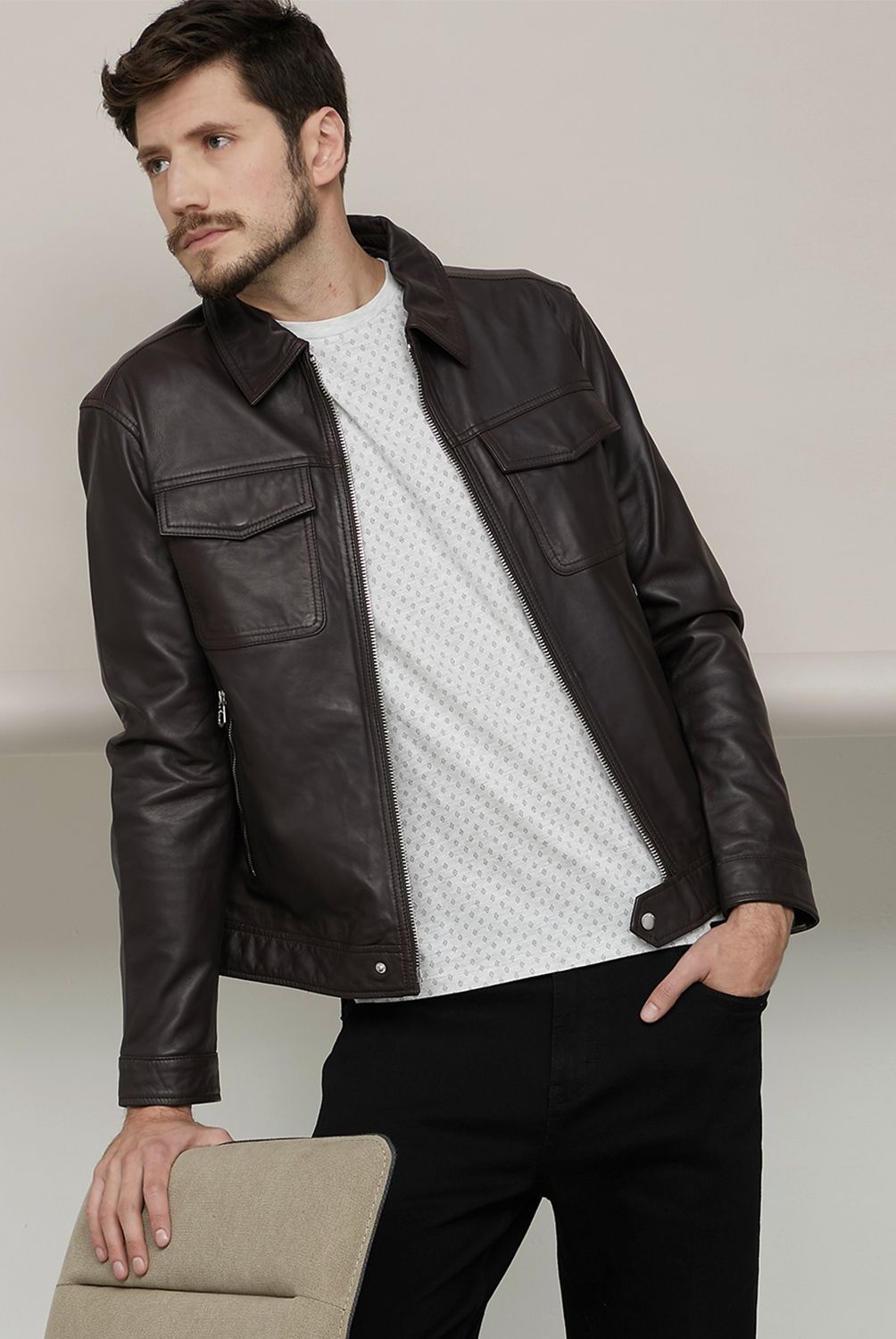 BASEMENT - Chaqueta Cuero Hombre