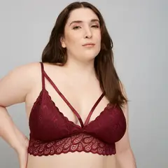 DAHLA - Bralette Encaje Sin Copa Mujer Borgoña