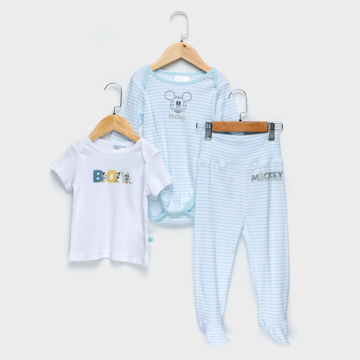 STD CHARACTERS - Conjunto Buzo 3 Piezas Polera + Body + Patitas Mickey Algodón Bebé Niño