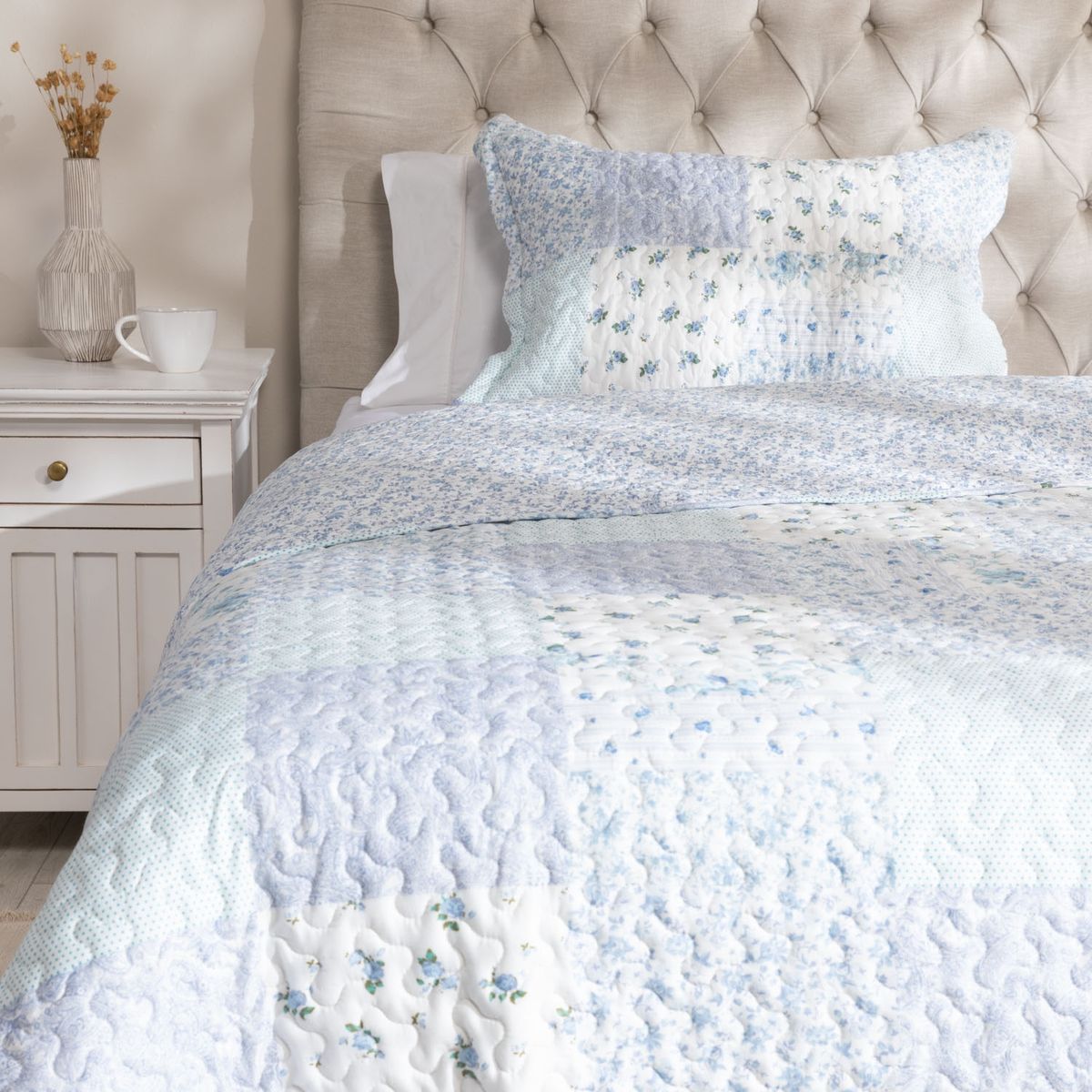 TEXTIL VIÑA - Cubrecama Patch Azul Textil Vina