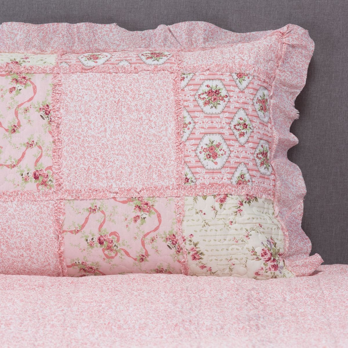 TEXTIL VIÑA - Cubrecama Patch Rosa