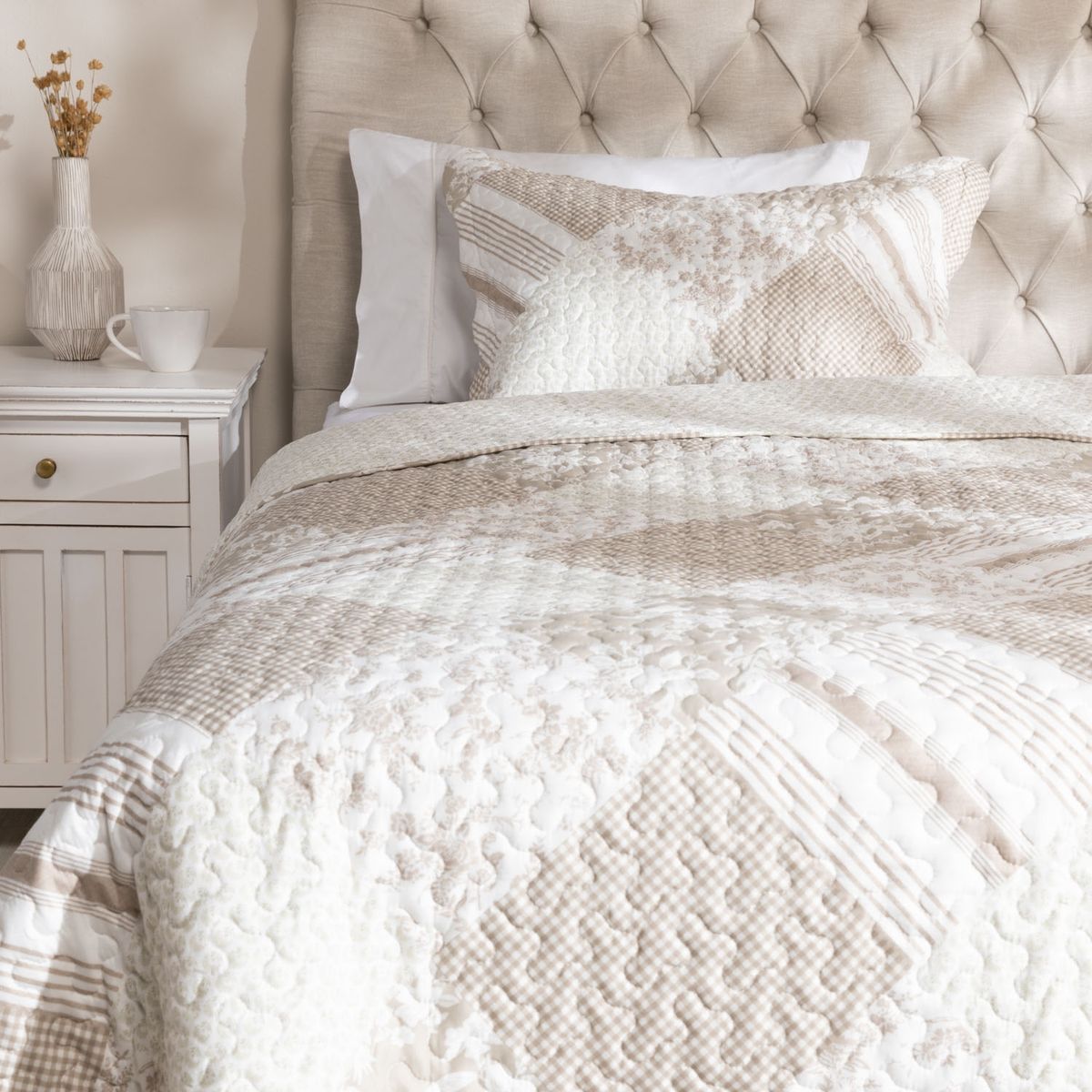 TEXTIL VIÑA - Cubrecama Patch Beige Textil Vina