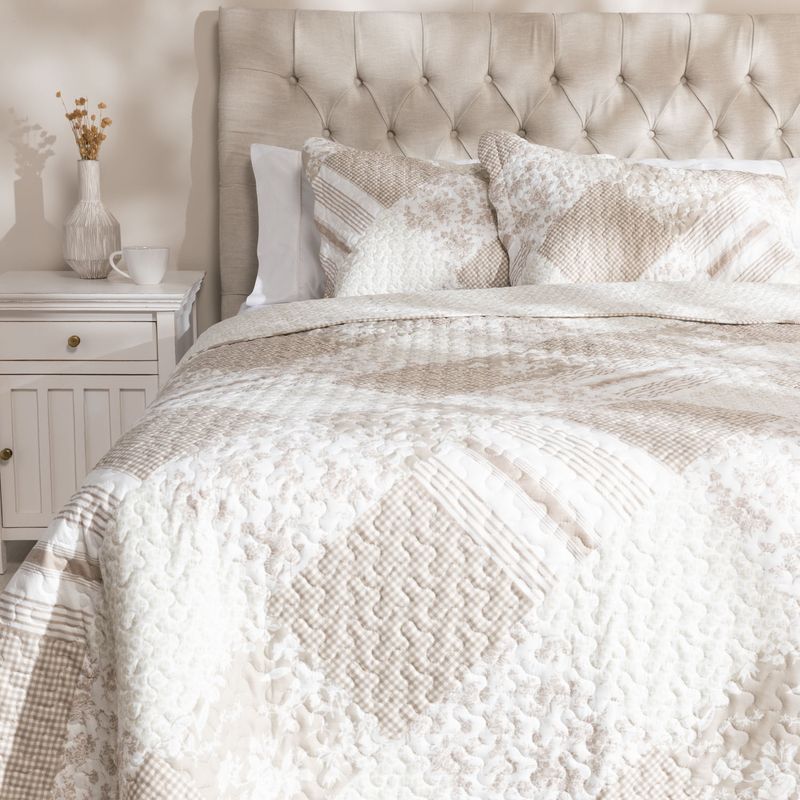 TEXTIL VIÑA - Cubrecama Patch Beige Textil Vina