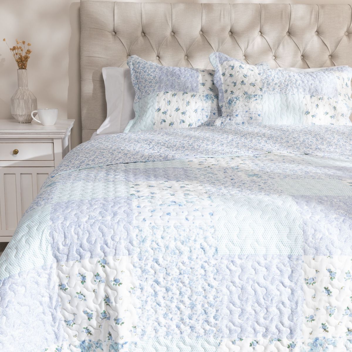 TEXTIL VIÑA - Cubrecama Patch Azul Textil Vina