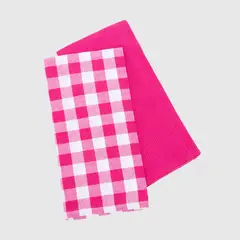 ROBERTA ALLEN - Set de 2 Paños de Cocina Escocés Fucsia