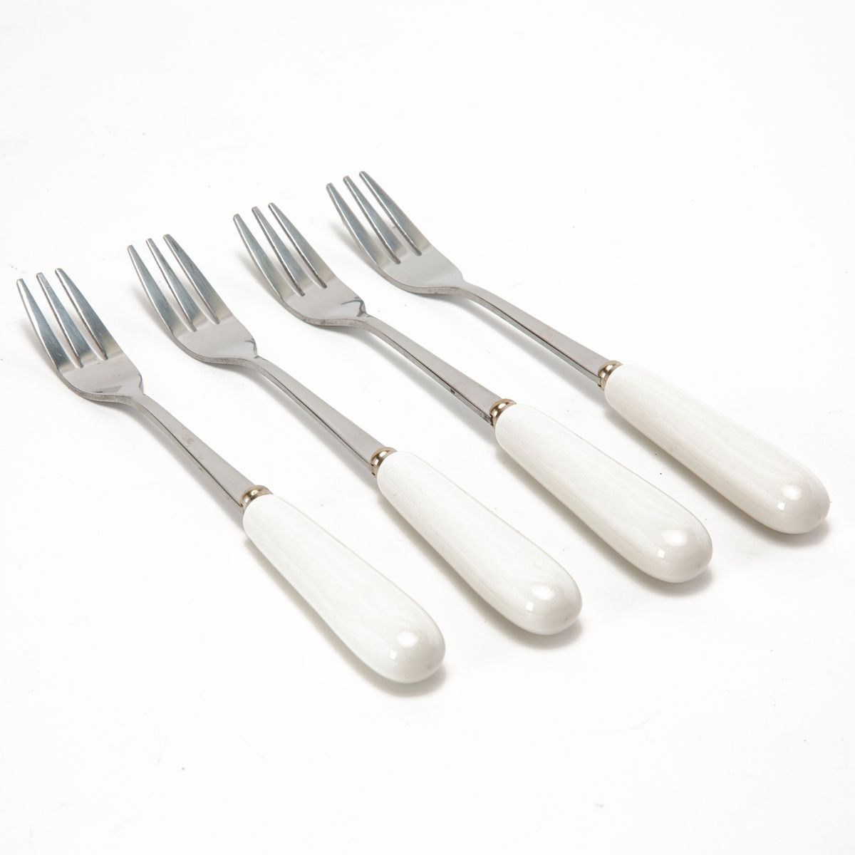 ROBERTA ALLEN - Set 4 Tenedores Postre Cerámica Blanca Toscana Roberta Allen