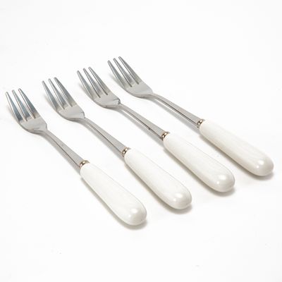 Imagen 2 del producto Set 4 Tenedores Postre Cerámica Blanca Toscana