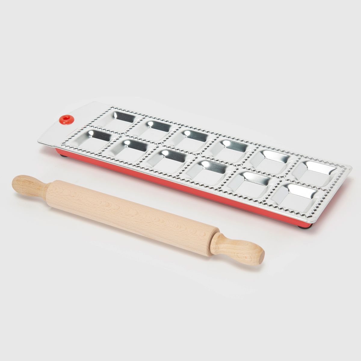 MICA - Set Molde Ravioles Mica con Uslero de Madera